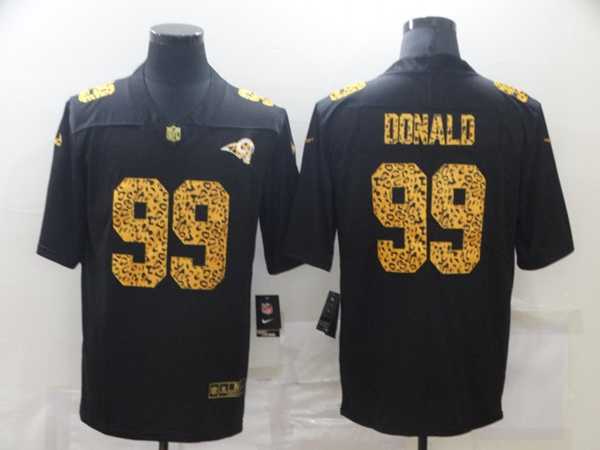 Mens Los Angeles Rams #99 Aaron Donald 2020 Black Leopard Print Fashion Limited Football Stitched Jersey Dzhi->los angeles rams->NFL Jersey